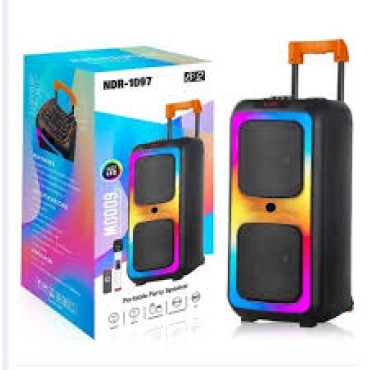 NDR 1097 Bluetooth karoke Speaker party box 2 Year Warranty with Wireless  MIC, Remote control BLUETOOTH, USB, SD, FM , AUX , MIC INPUT RECHARGEABLE BATTARY Dual 8 INCH WOOFER SIZE  24*11INCH  Bluetooth Karaoke Speaker