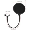 StagePro Microphone Pop Filter Shield Professional Studio Double Layer Round Shape Mic Wind Mask Shield Screen Studio Microphone Pop Filter A Flexible 360 Degree Gooseneck Clip Stabilizing with Stand Clip