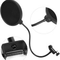 StagePro Microphone Pop Filter Shield Professional Studio Double Layer Round Shape Mic Wind Mask Shield Screen Studio Microphone Pop Filter A Flexible 360 Degree Gooseneck Clip Stabilizing with Stand Clip