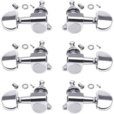 6 Pcs Guitar Tuning Pegs full set for Acoustic/ Electric Gutars, Tuners Key Machine, 18:1 3L3R, Tuner Keys Heads, Closed Chrome for Luthier DIY Repair (Shape A) tuning keys tuner key tuning keys tunner keys set