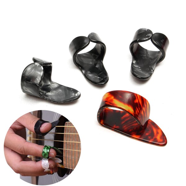 1pc Thumb Picks and 3pcs Index Finger Picks, Medium, Flat Thumb picks, Celluloid Guitar Thumb Finger Picks Guitar Accessories Thumb Picks and Finger Picks Set – Medium Flat Celluloid Guitar Thumb Pick & Finger Picks for Acoustic, Classical & 