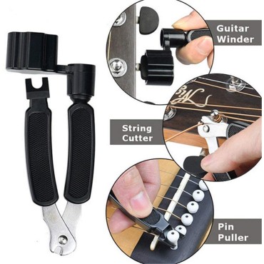 3 in 1 Professional Guitar String Winder Cutter and Bridge Pin Puller – Functional Guitar Repair Tool String Changer Accessory for Acoustic, Electric & Ba Professional Guitar String Winder Cutter and Bridge Pin Puller, Guitar Repair 