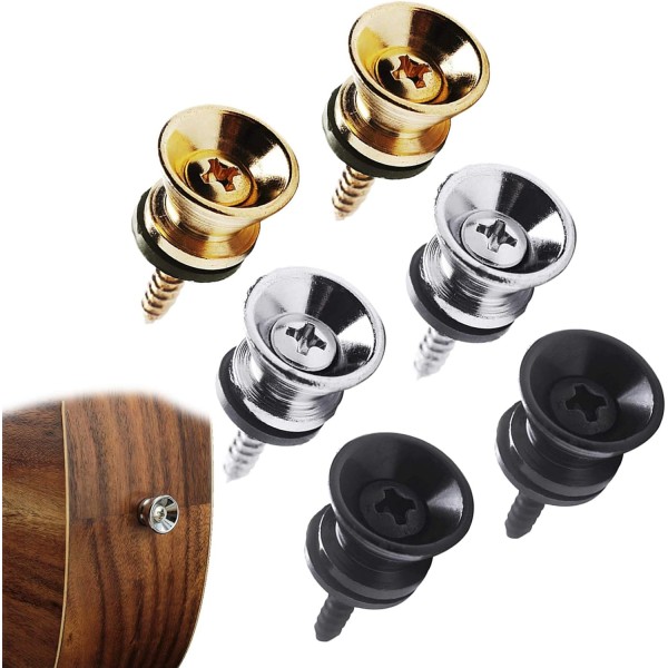 1 pc Guitar Strap Lock Buttons Metal End Pins with Mounting Screws for Acoustic Electric Classical Guitar Bass Ukulele Strap Security Locks Durable Anti Slip Strap Buttons Kandy Musical Hub Sri Lanka