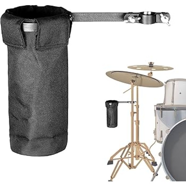 Durable Drum Sticks Bag Professional Drumsticks Storage Holder Install In Cymbal stand Drum Stick Holder Drumstick Bag Container with Metal Drum Stand Clamp Drum Stick Bag for Band, Drummer, Drumming Enthusiasts