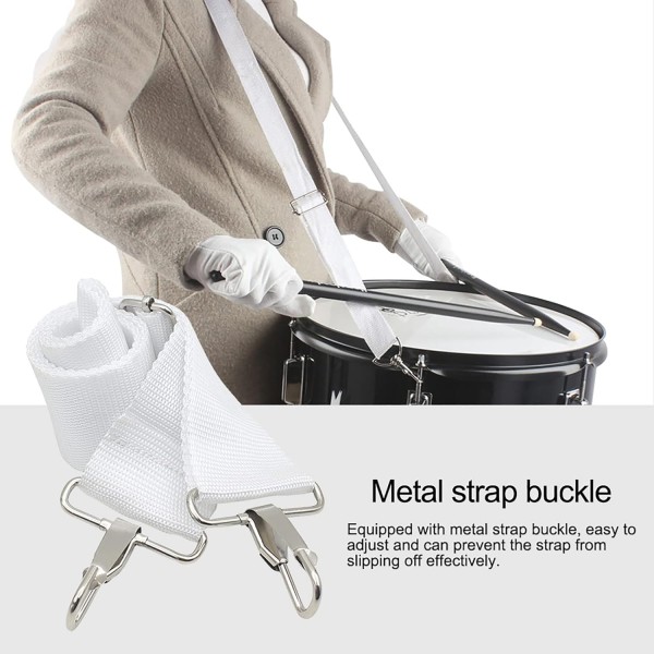 Adjustable Nylon Snare Drum Side Drum Shoulder Strap with 2 Metal Buckle for Snare Drum, Waist Drum